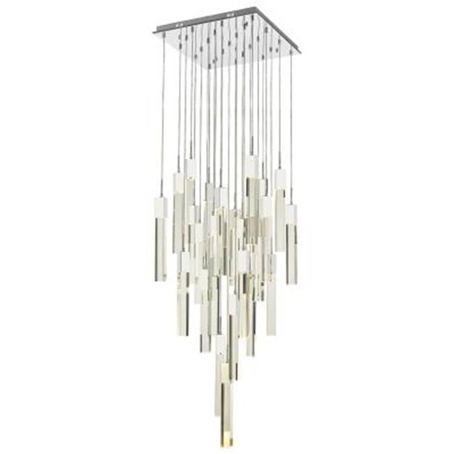Avenue Lighting The Original Glacier Avenue Collection Chrome 25 Light Pendant Fixture With Clear Crystal