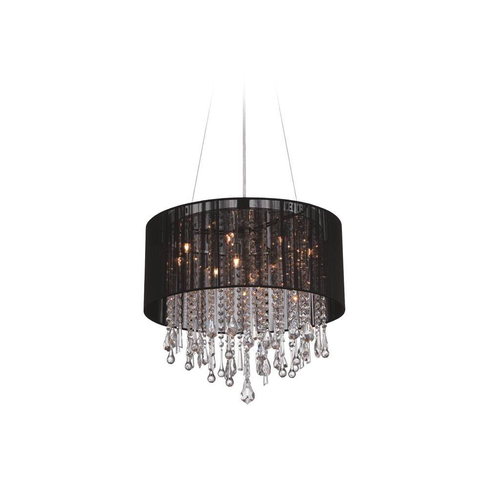 Avenue Lighting Beverly Dr. Collection Round Black Silk String Shade And Crystal Dual Mount