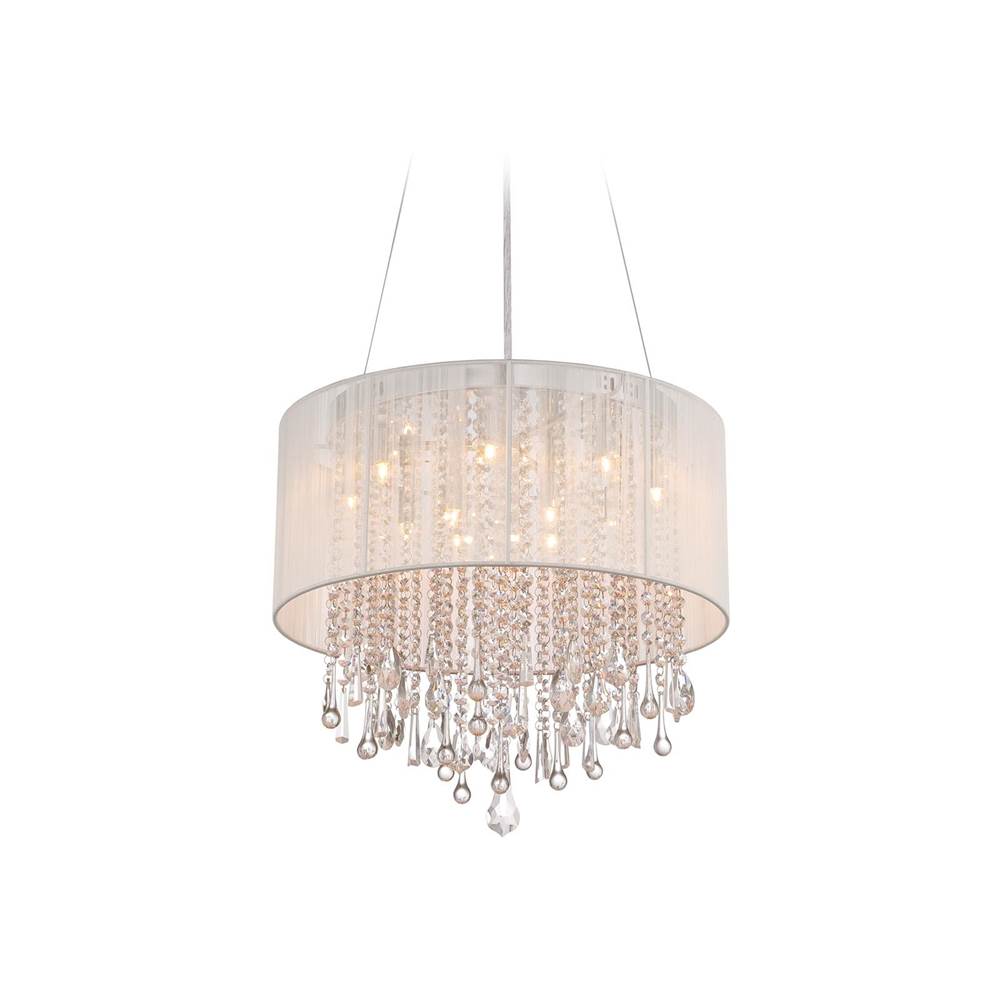Avenue Lighting Beverly Dr. Collection Round White Silk String Shade And Crystal Dual Mount