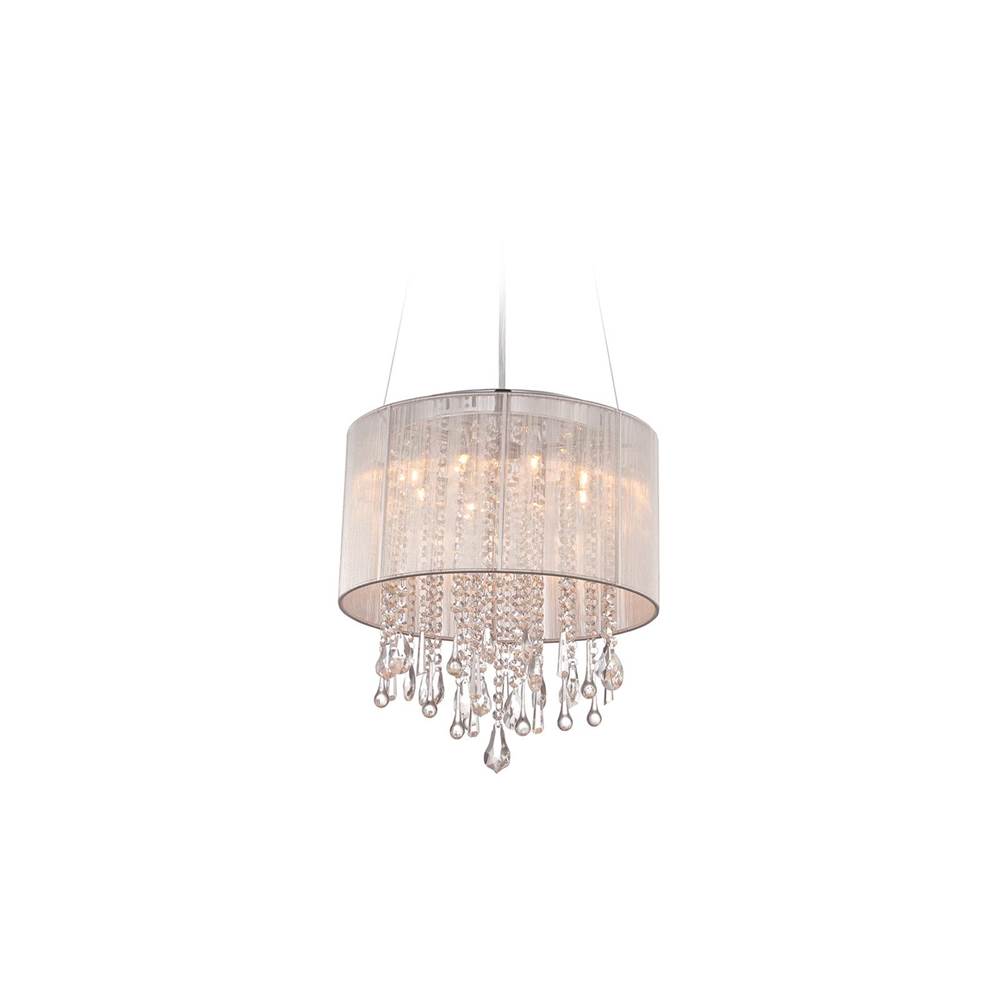 Avenue Lighting Beverly Dr. Collection Round Silver Silk String Shade And Crystal Dual Mount