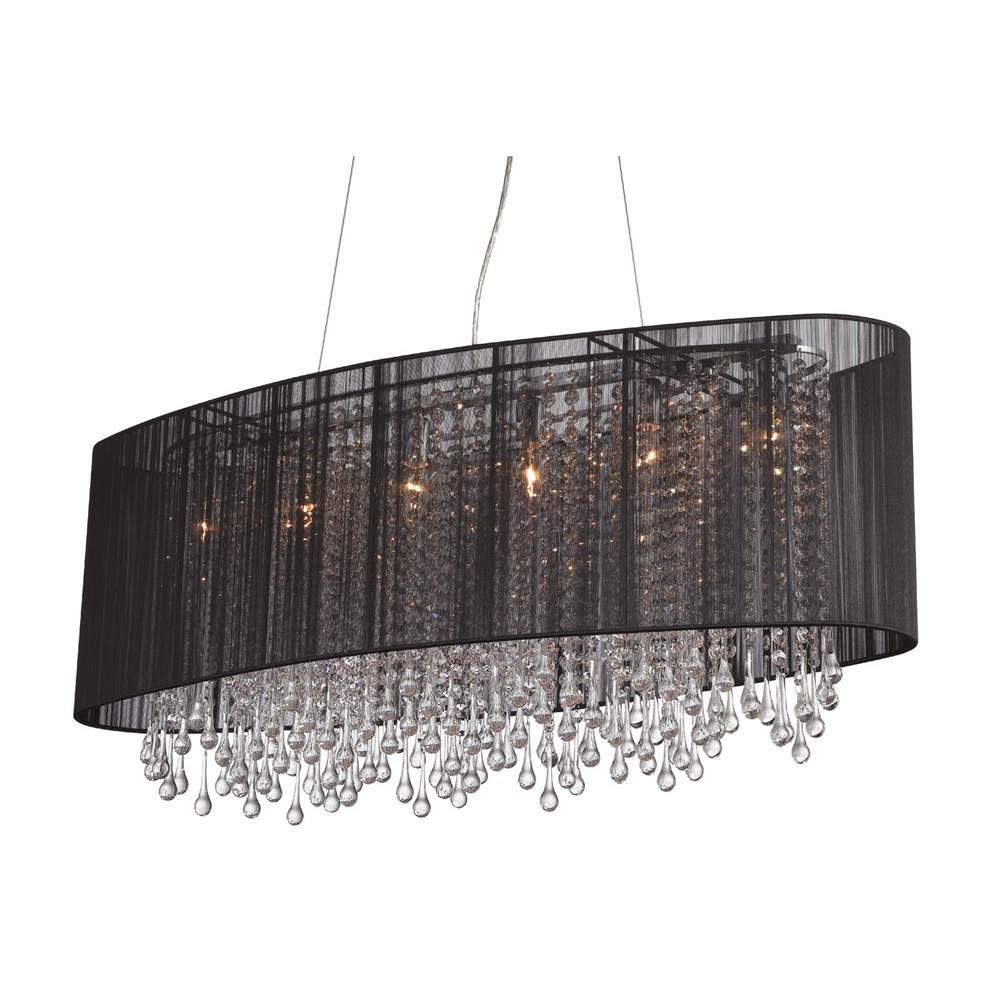 Avenue Lighting Beverly Dr. Collection Oval Black Silk String Shade And Crystal Dual Mount