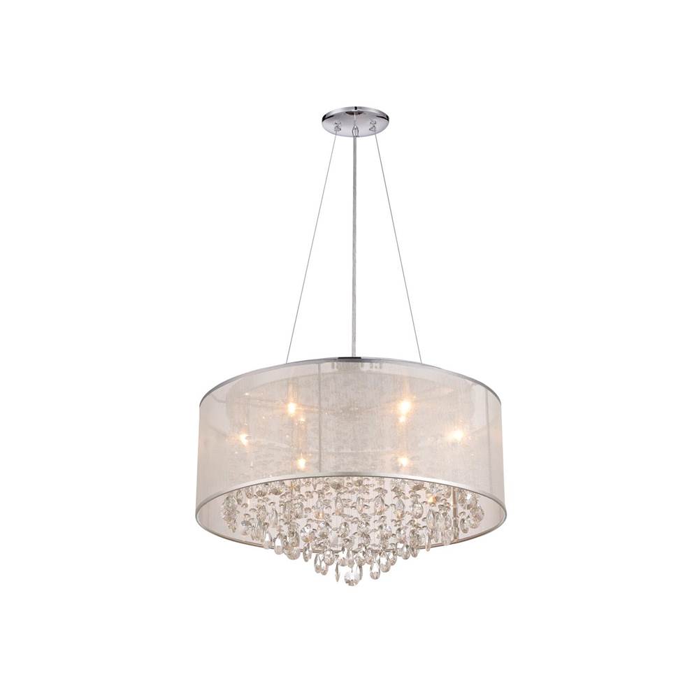 Avenue Lighting Riverside Dr. Collection Round Silver Organza Silk Shade And Crystal Dual Mount