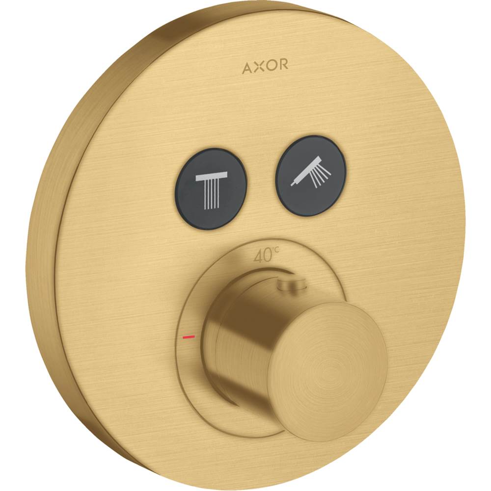 Axor ShowerSelect Thermostatic Trim Round for 2 Functions in Brushed Gold Optic