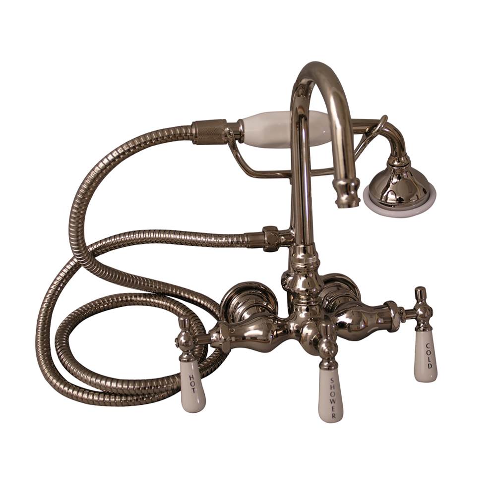 Barclay Hand Shower Faucet w/Code Spout, Porc Hdls, Pol Nickel