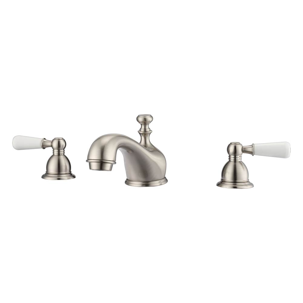 Barclay Marsala 8'' Lav Faucet, withHoses,Porcelain Lever Hdls,BN