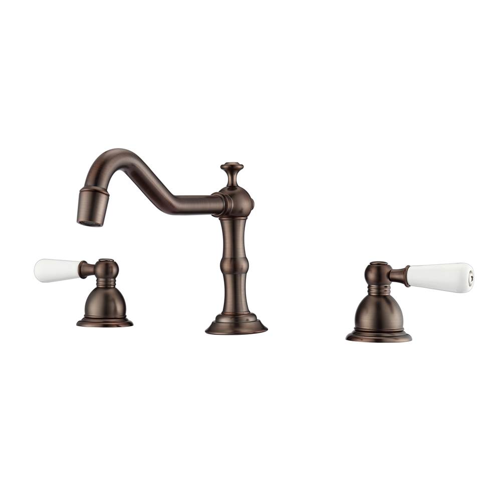 Barclay Roma 8''cc Lav Faucet, withHoses,Porcelain Lever Hdls,ORB