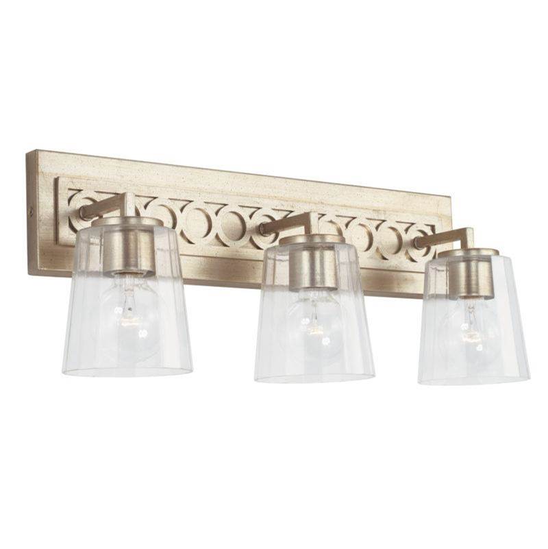 Capital Lighting Isabella 3-Light Vanity in Winter Gold with Clear Faceted Glass