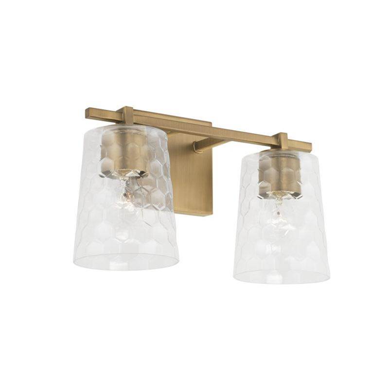 Capital Lighting 2-Light Vanity in Aged Brass with Clear Honeycomb Glass