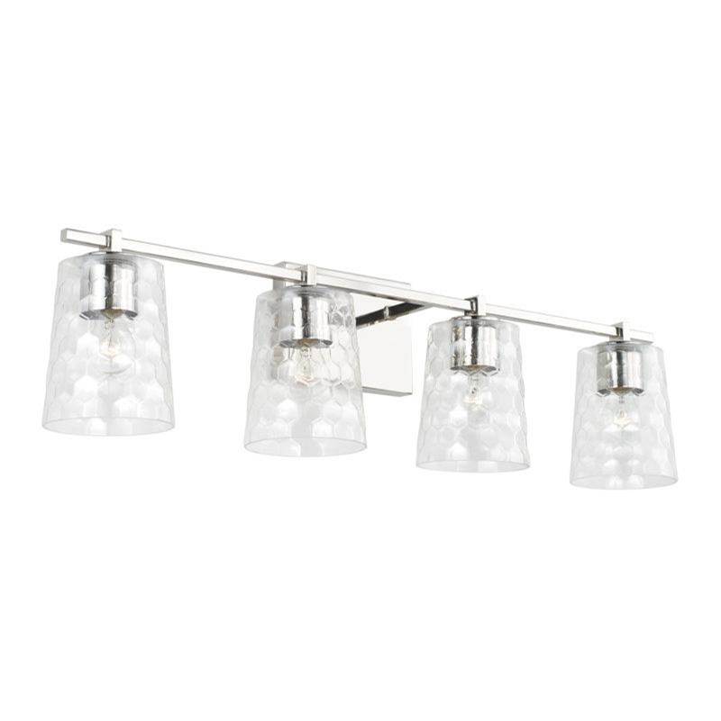 Capital Lighting 4-Light Vanity in Polished Nickel with Clear Honeycomb Glass
