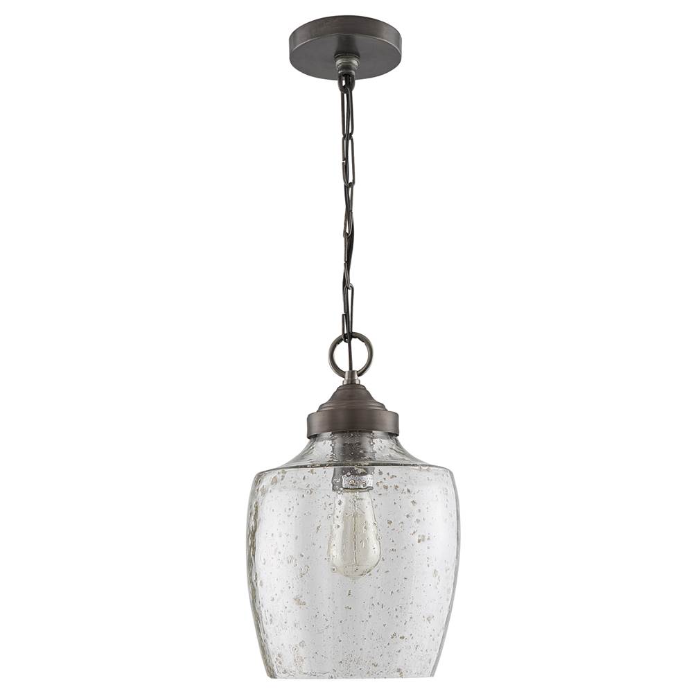Capital Lighting 1-Light Stone Seeded Glass Pendant with Pewter