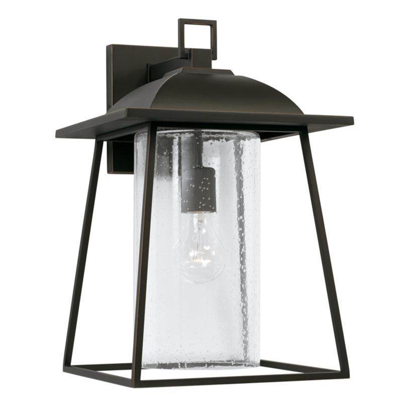 Capital Lighting Durham 1-Light Outdoor Wall-Lantern in Oiled Bronze with Clear Seeded Glass
