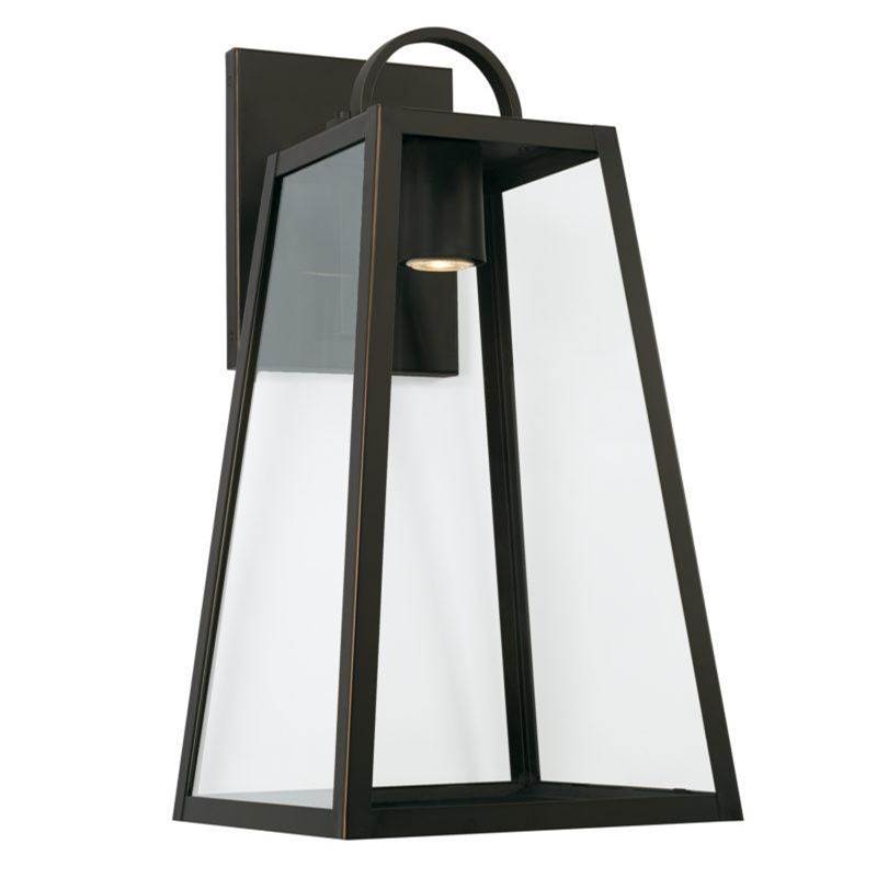 Capital Lighting Leighton 1-Light Outdoor Wall-Lantern in Oiled Bronze with Clear Glass