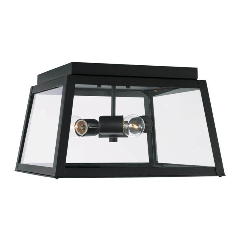 Capital Lighting Leighton 3-Light Outdoor Flush in Black with Clear Glass