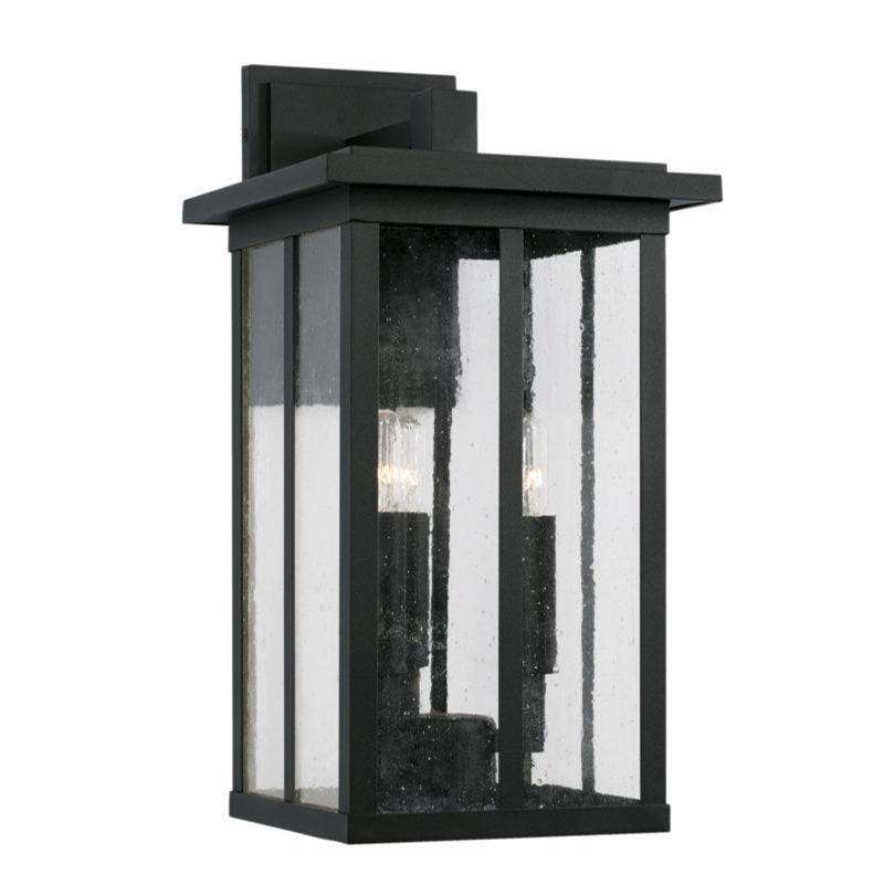 Capital Lighting Barrett 3-Light Outdoor Wall-Lantern in Black with Antiqued Glass