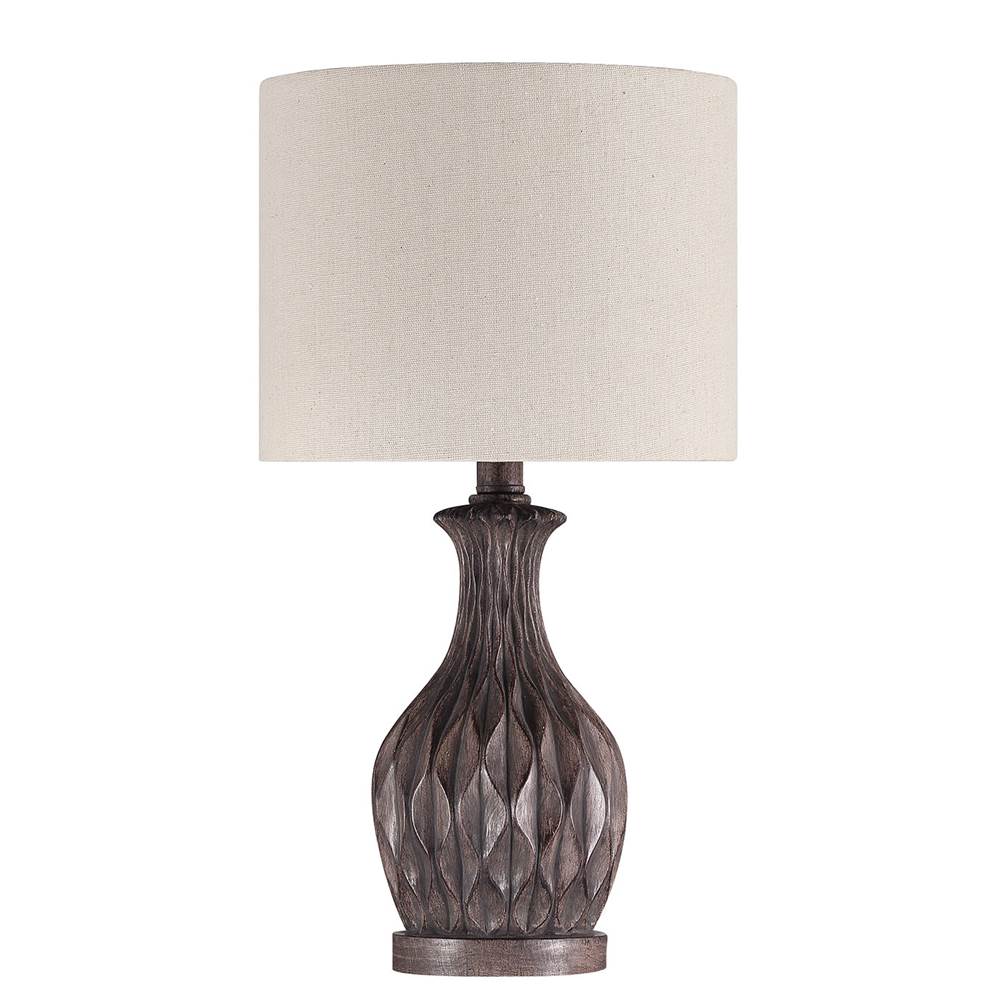 Craftmade Accent Table Lamp 1 Light Carved Painted Brown Base with Shade, Indoor