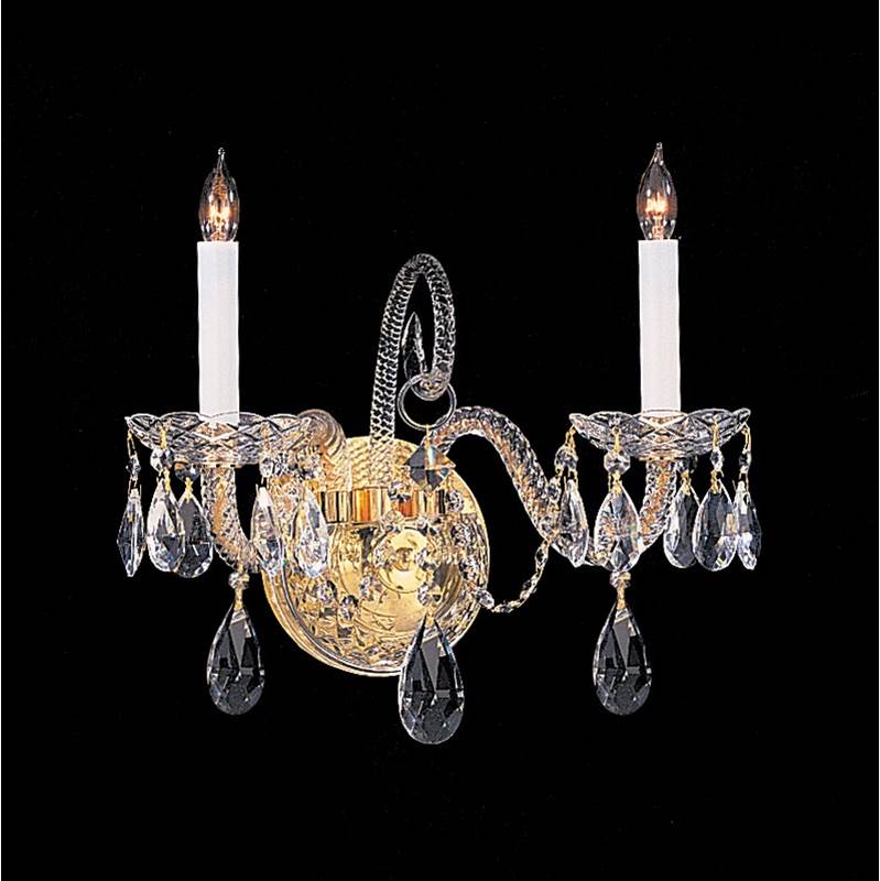 Crystorama Traditional Crystal 2 Light Spectra Crystal Polished Brass Sconce