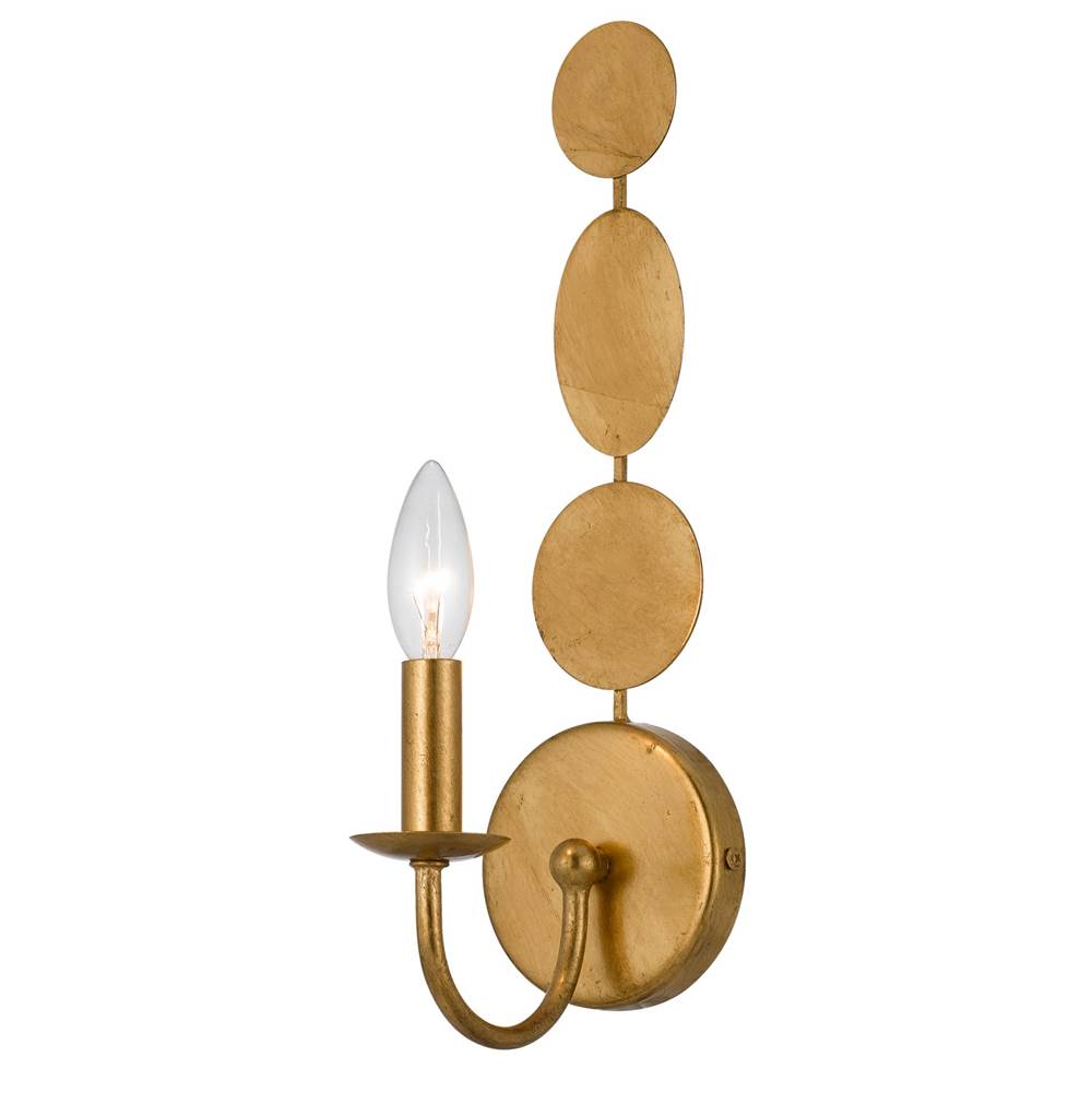 Crystorama Layla 1 Light Antique Gold Sconce