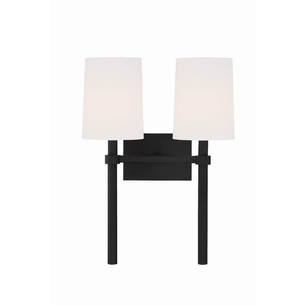 Crystorama Bromley 2 Light Black Forged Wall Mount