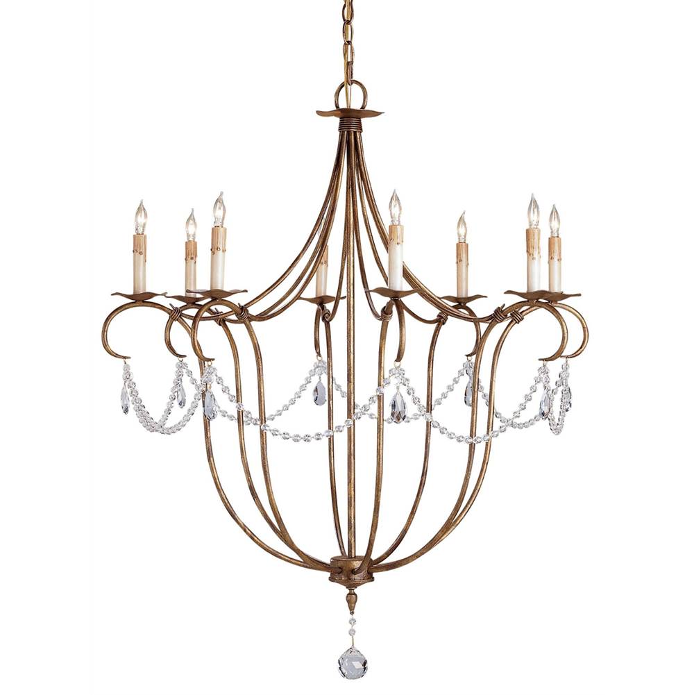 Currey And Company Crystal Lights Gold Large Chandelier