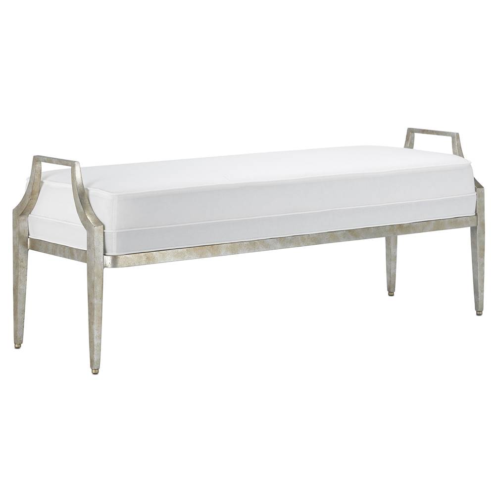 Currey And Company Torrey Muslin Silver Bench