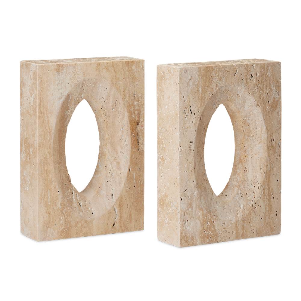Currey And Company Demi Travertine Bookends Set of 2
