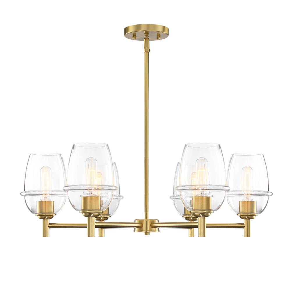 Designers Fountain Summer Jazz 6-Light Brushed Gold Transitional Shaded Chandelier for Dining Rooms
