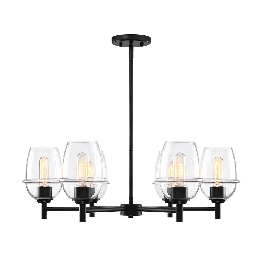 Designers Fountain Summer Jazz 6-Light Matte Black Transitional Shaded Chandelier for Dining Rooms