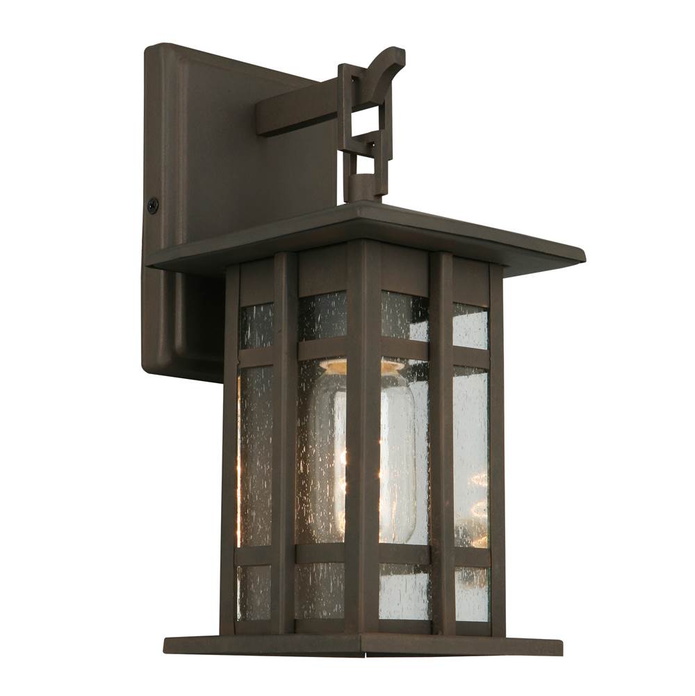 Eglo 1x60W Outdoor Wall Light w/ Matte Bronze Finish and Clear Seeded Glass