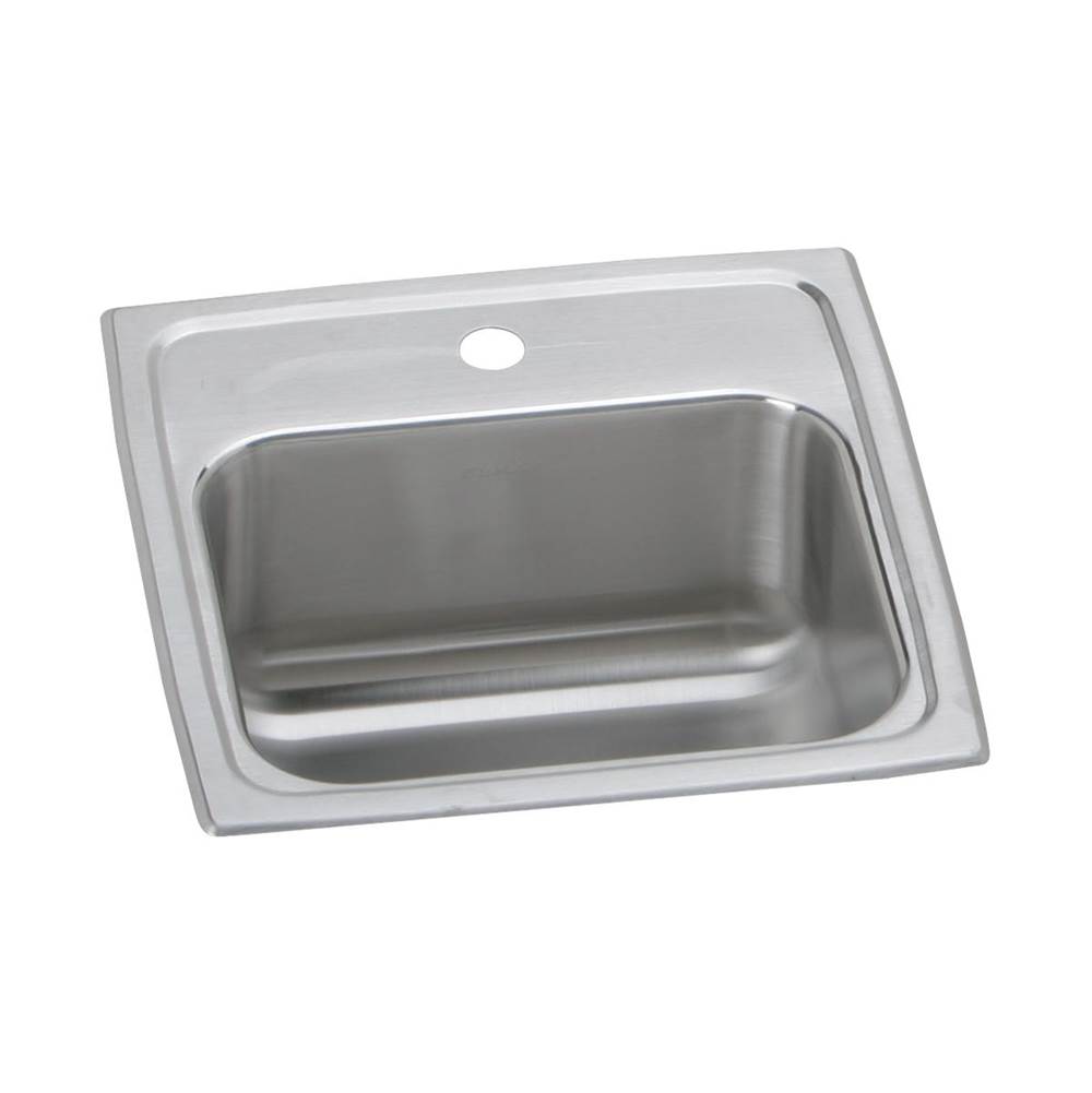 Elkay Lustertone Classic Stainless Steel 15'' x 15'' x 7-1/8'', 0-Hole Single Bowl Drop-in Bar Sink with 2'' Drain