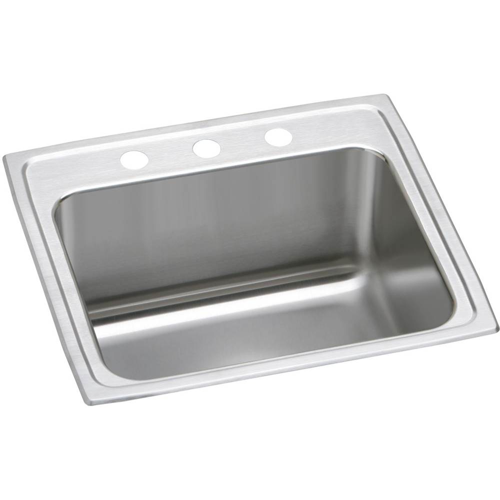 Elkay Lustertone Classic Stainless Steel 25'' x 21-1/4'' x 10-1/8'', MR2-Hole Single Bowl Drop-in Sink with Perfect Drain