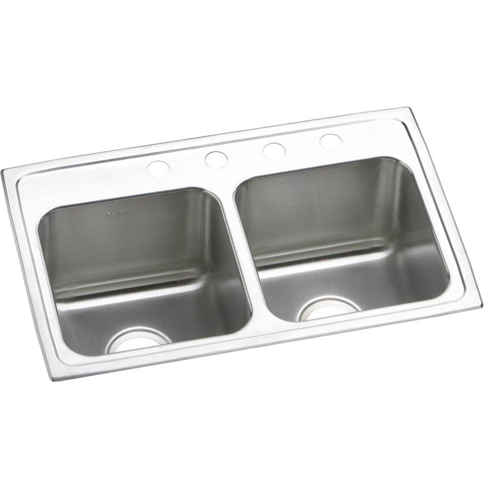 Elkay Lustertone Classic Stainless Steel 29'' x 18'' x 10'', 1-Hole Equal Double Bowl Drop-in Sink