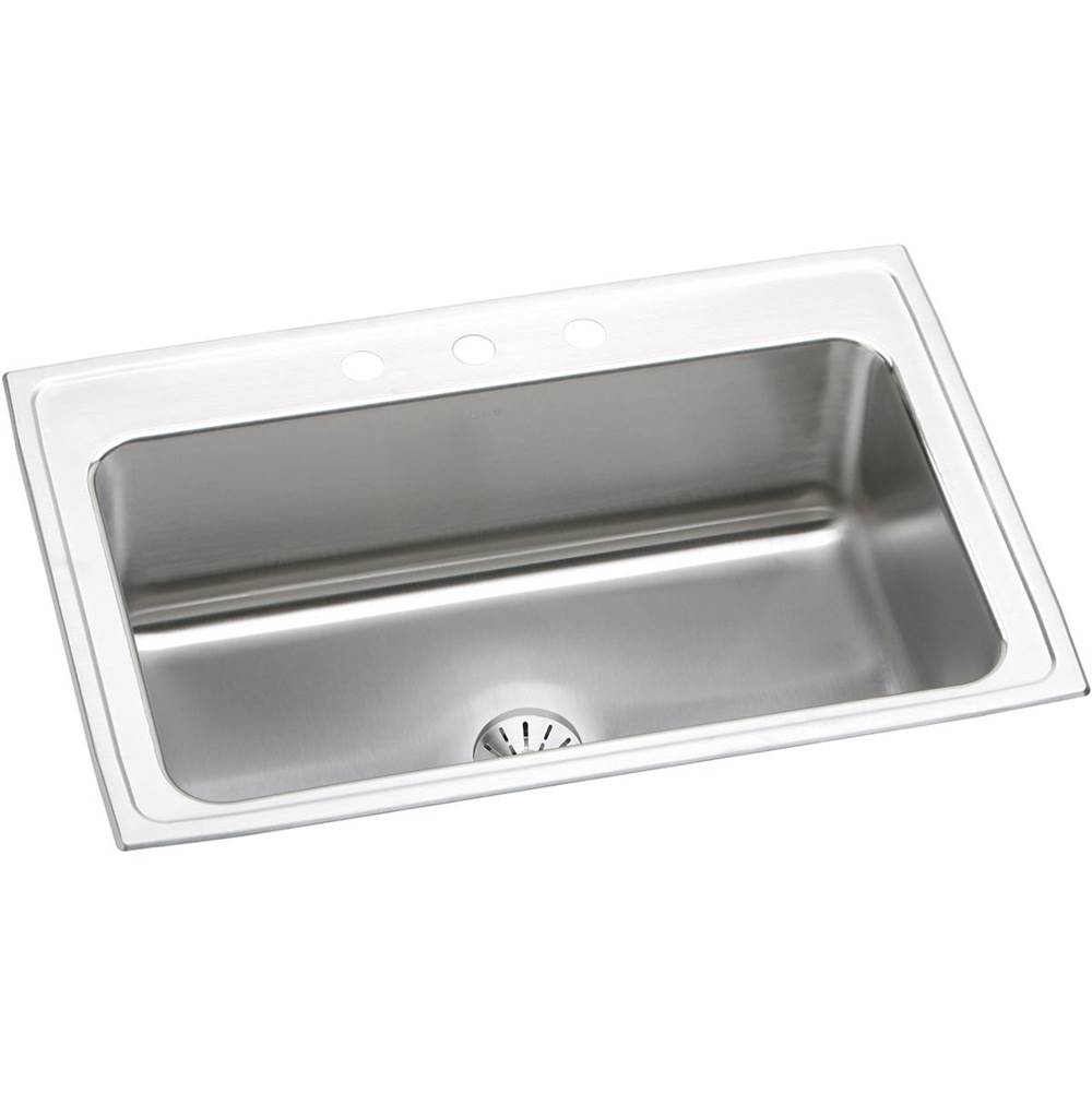 Elkay Lustertone Classic Stainless Steel 33'' x 22'' x 10'', 1-Hole Single Bowl Drop-in Sink with Perfect Drain
