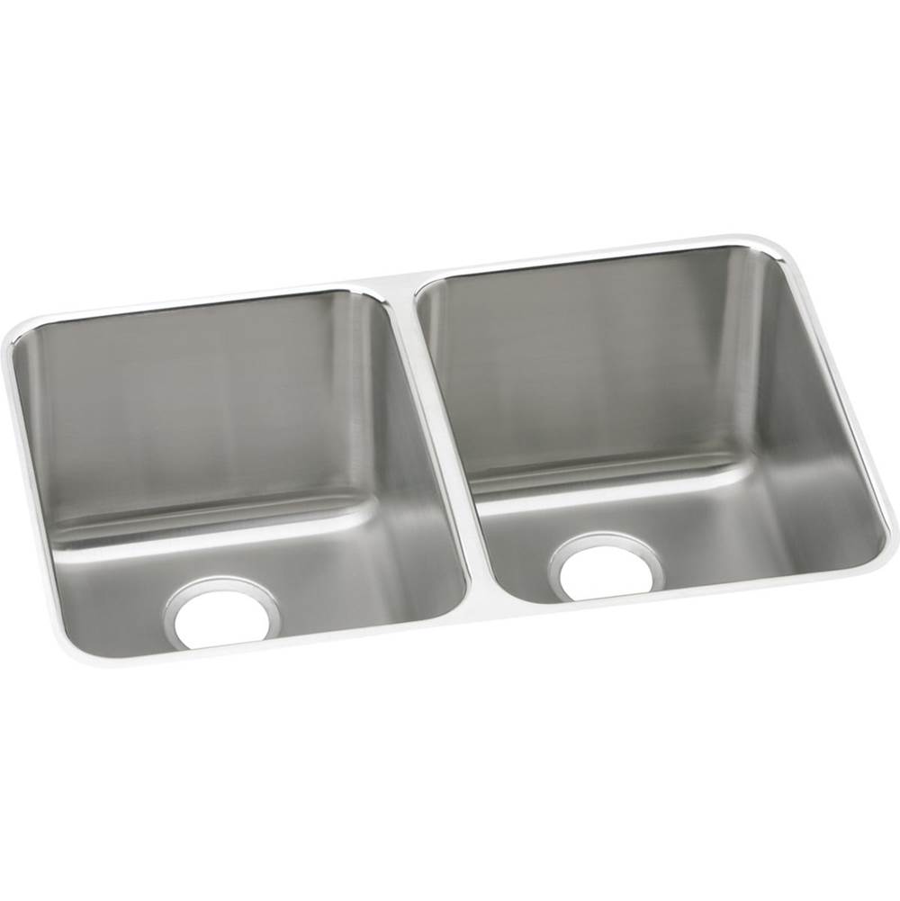 Elkay Lustertone Classic Stainless Steel 31-1/4'' x 20'' x 7-7/8'', Equal Double Bowl Undermount Sink