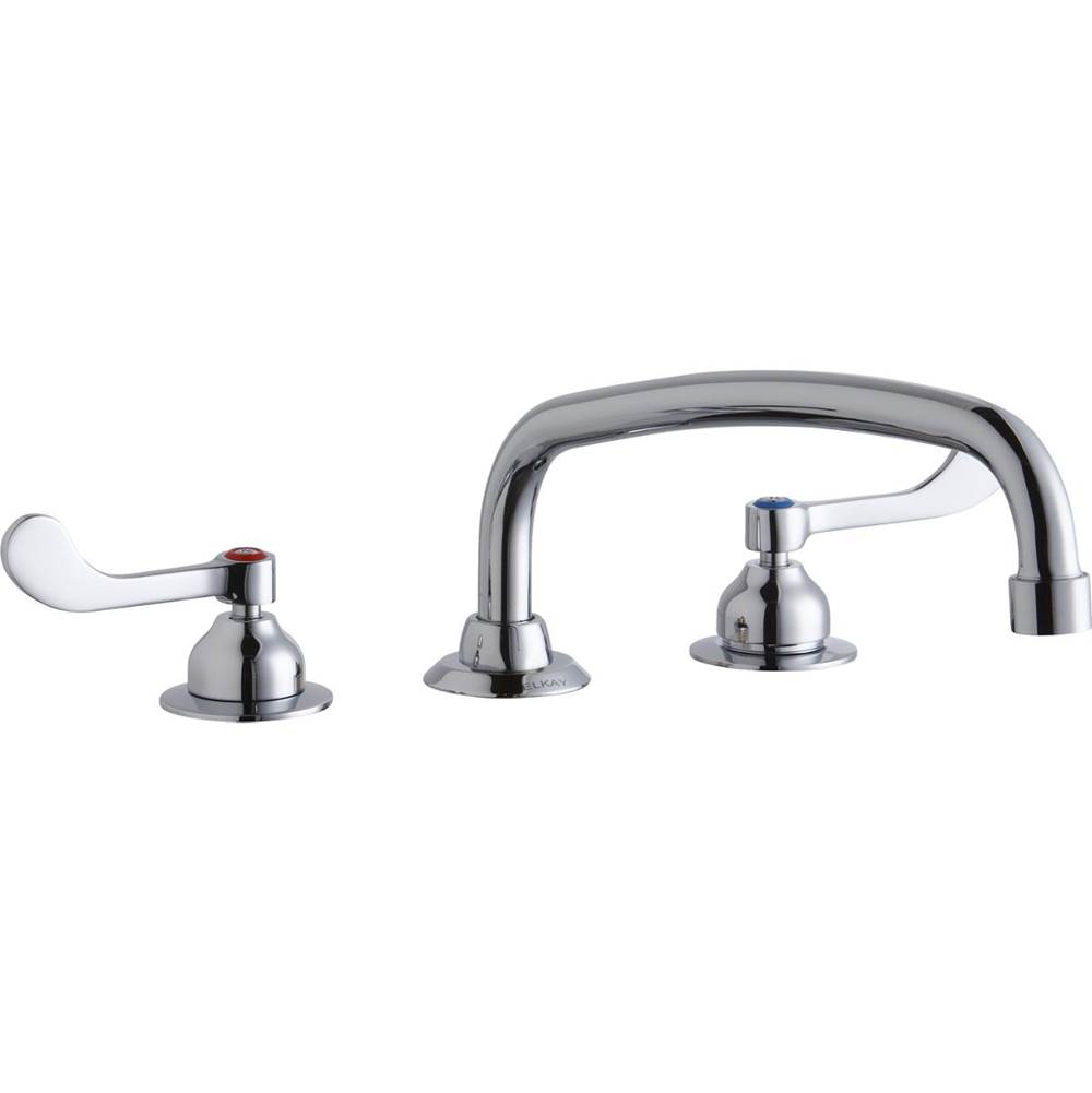 Elkay 8'' Centerset with Concealed Deck Faucet with 14'' Arc Tube Spout 4'' Wristblade Handles Chrome