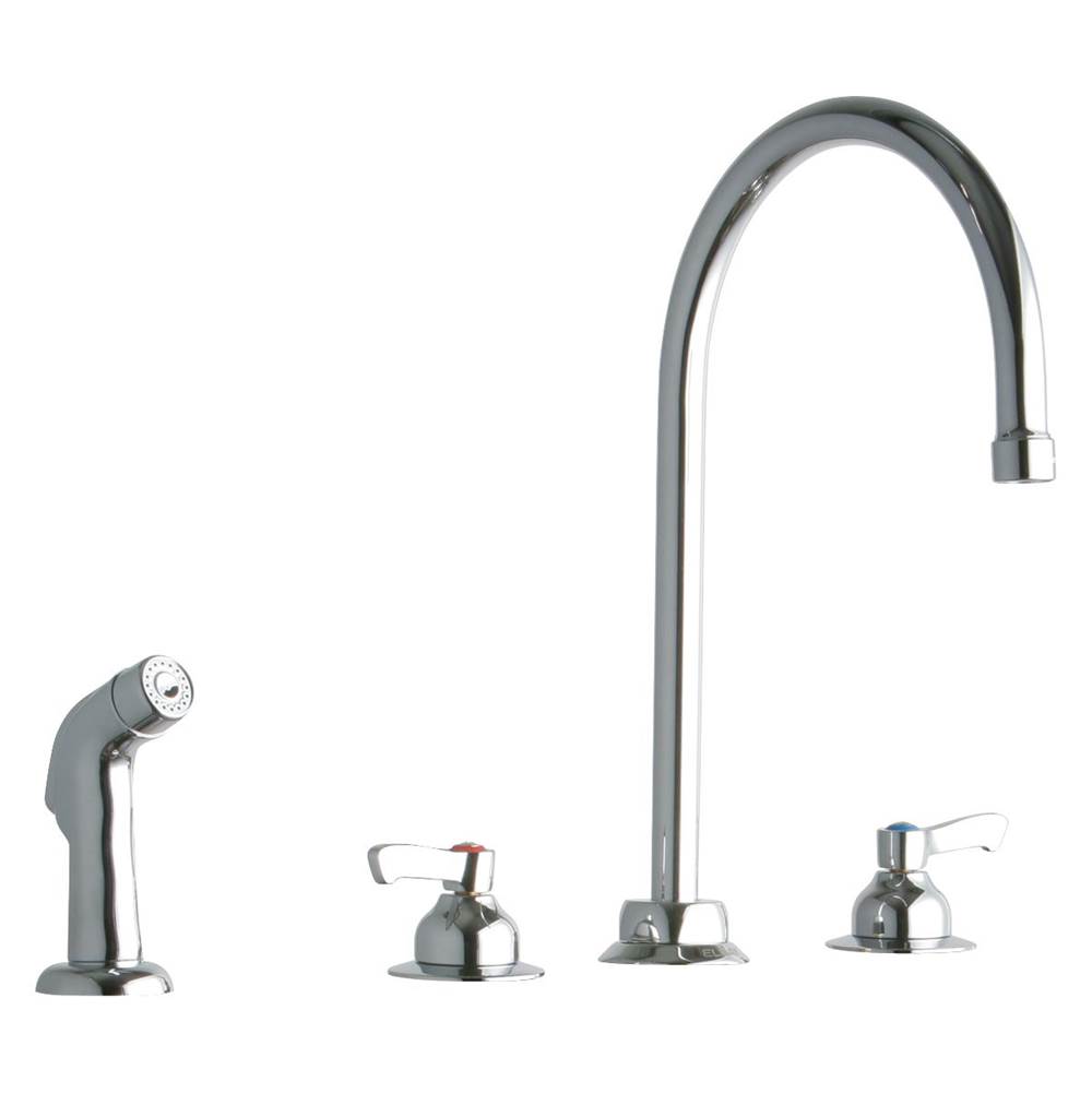 Elkay 8'' Centerset with Concealed Deck Faucet with 8'' Gooseneck Spout 2'' Lever Handles with Side Spray Chrome