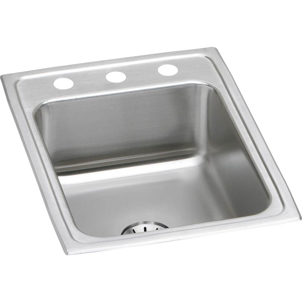 Elkay Lustertone Classic Stainless Steel 17'' x 22'' x 7-5/8'', MR2-Hole Single Bowl Drop-in Sink with Perfect Drain