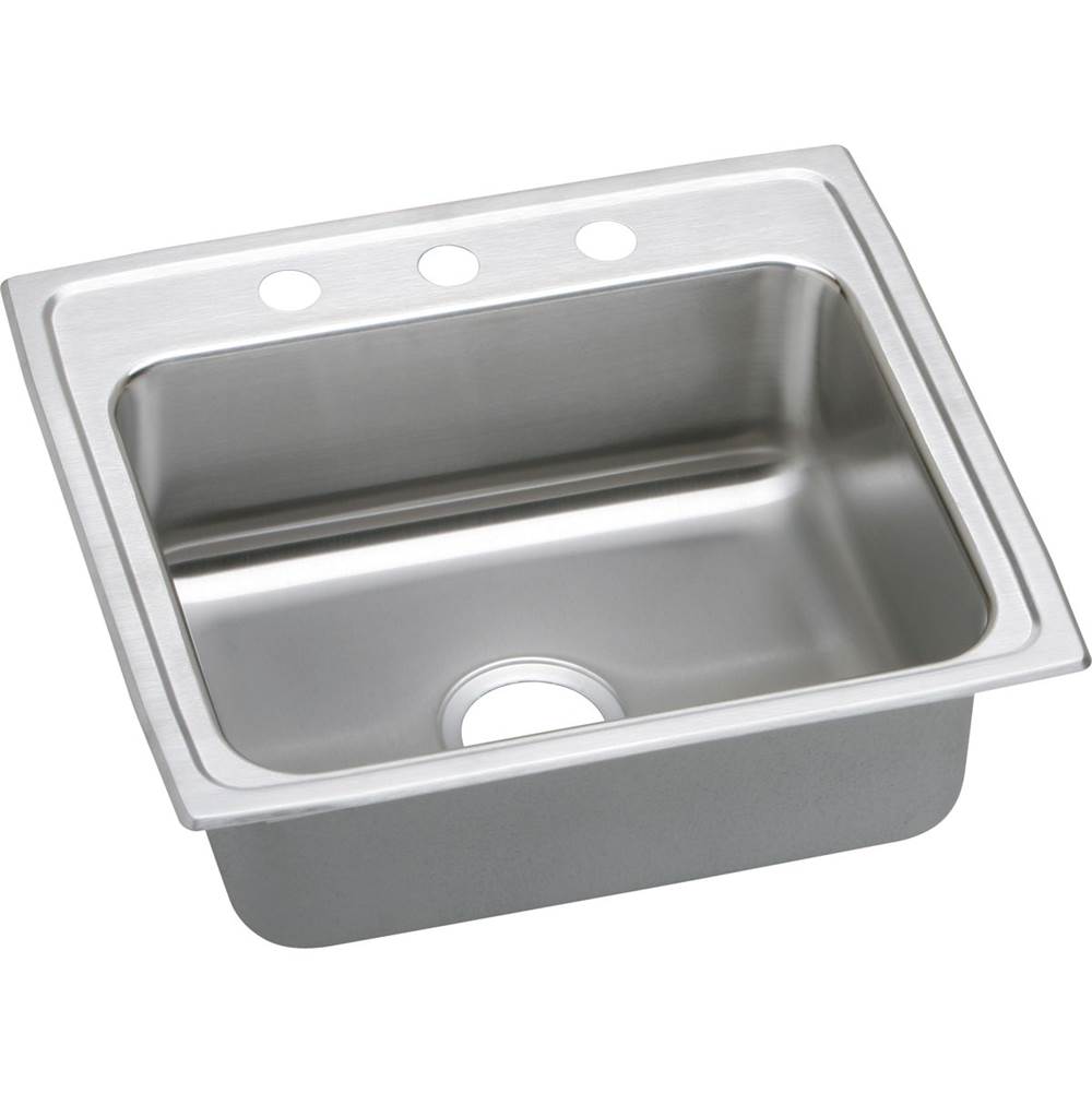 Elkay Lustertone Classic Stainless Steel 22'' x 19-1/2'' x 7-5/8'', 4-Hole Single Bowl Drop-in Sink with Quick-clip