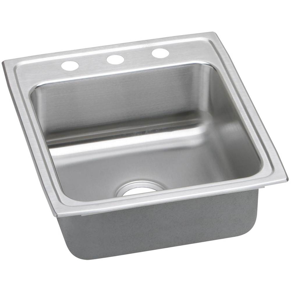 Elkay Lustertone Classic Stainless Steel 19-1/2'' x 22'' x 5-1/2'', 3-Hole Single Bowl Drop-in ADA Sink with Quick-clip