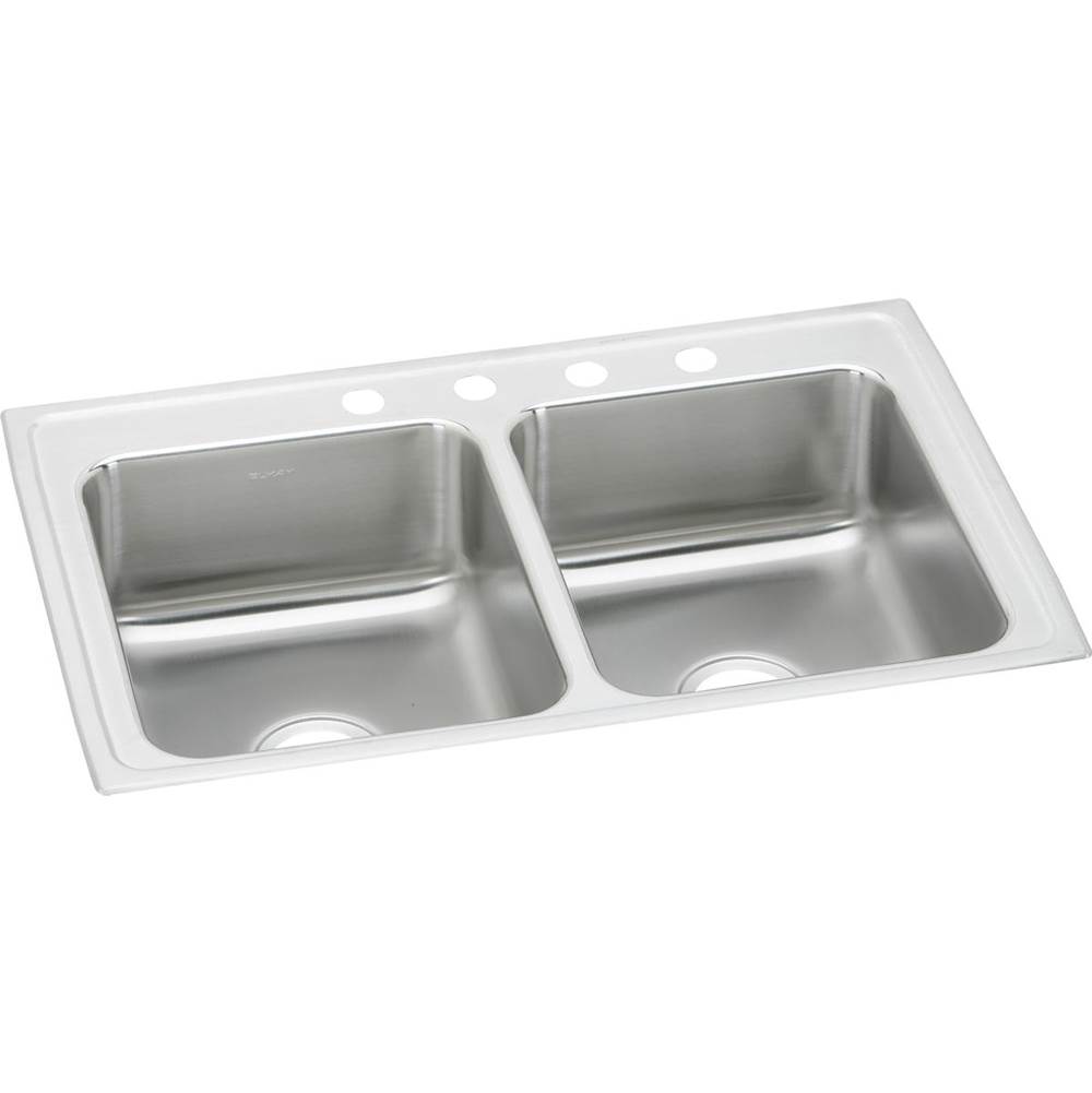 Elkay Lustertone Classic Stainless Steel 29'' x 18'' x 6'', 3-Hole Equal Double Bowl Drop-in ADA Sink