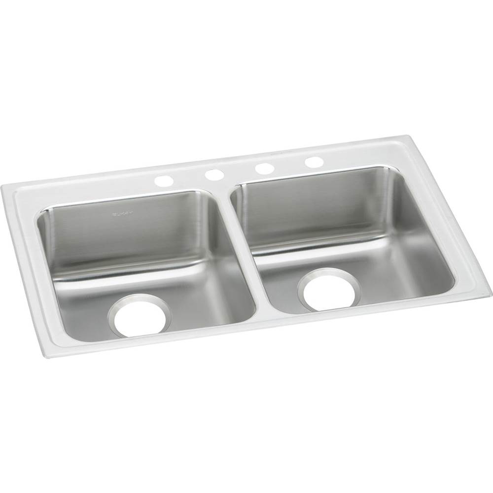 Elkay Lustertone Classic Stainless Steel 33'' x 19-1/2'' x 5'', 5-Hole Equal Double Bowl Drop-in ADA Sink