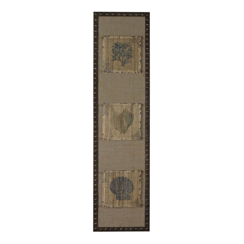 Elk Home Ricken Coastal (Hand-Painted Wood Tile Mounted on Linen With Nail Head Frame)