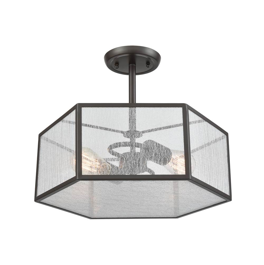 Elk Lighting Spencer 2-Light Semi Flush in Oil Rubbed Bronze With Translucent Organza Pvc Shade