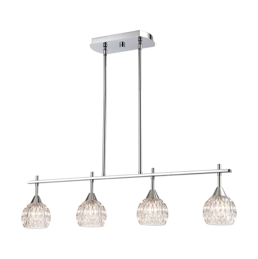 Elk Lighting Kersey 4-Light Island Light in Polished Chrome With Clear Crystal