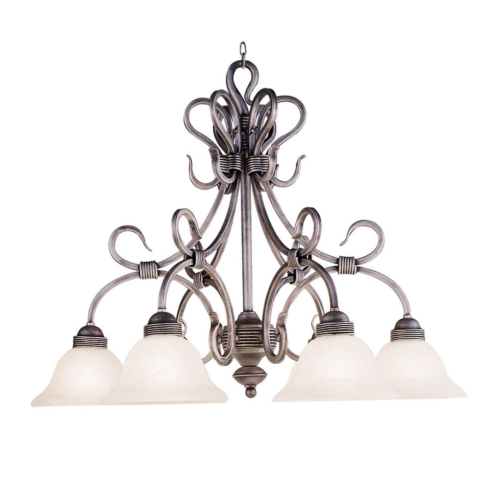 Elk Lighting Buckingham 6-Light Chandelier in Antique Silver With White Faux Marble Glass