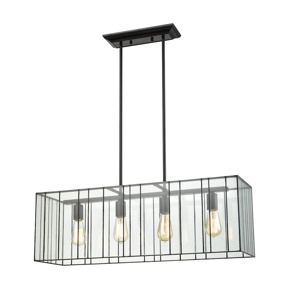 Elk Lighting Lucian 4-Light Chandelier in Oil Rubbed Bronze With Clear Glass