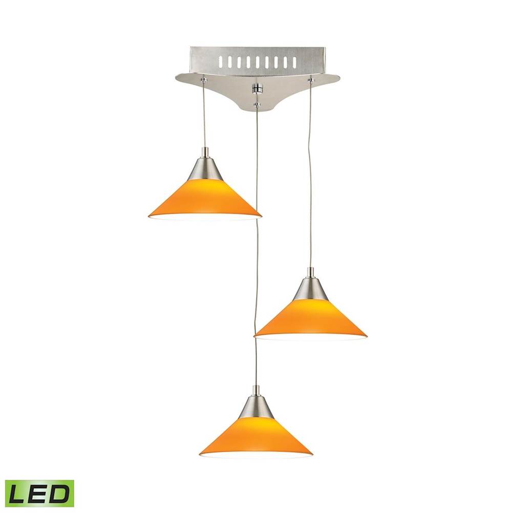 Elk Lighting Cono Triple LED Pendant Complete With Yellow Glass Shade and Holder