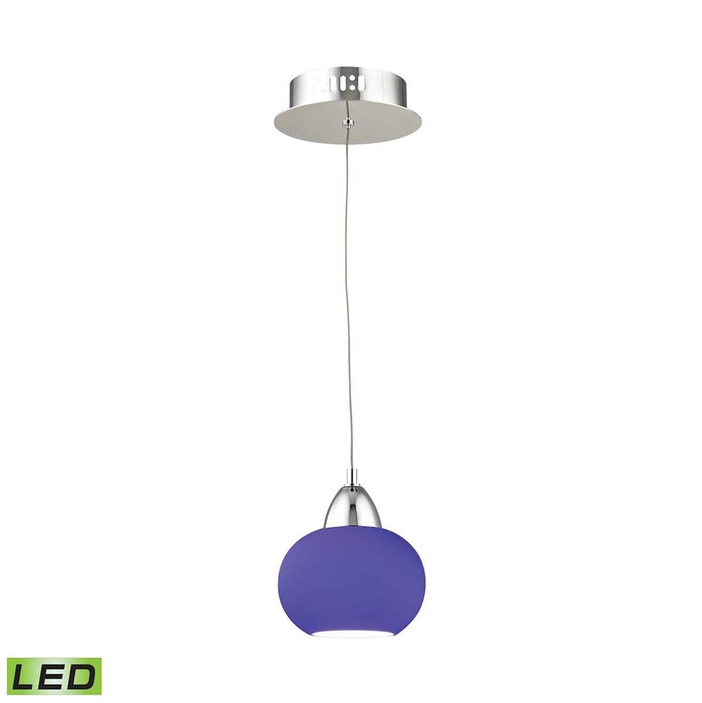Elk Lighting Ciotola Single LED Pendant Complete With Blue Glass Shade and Holder