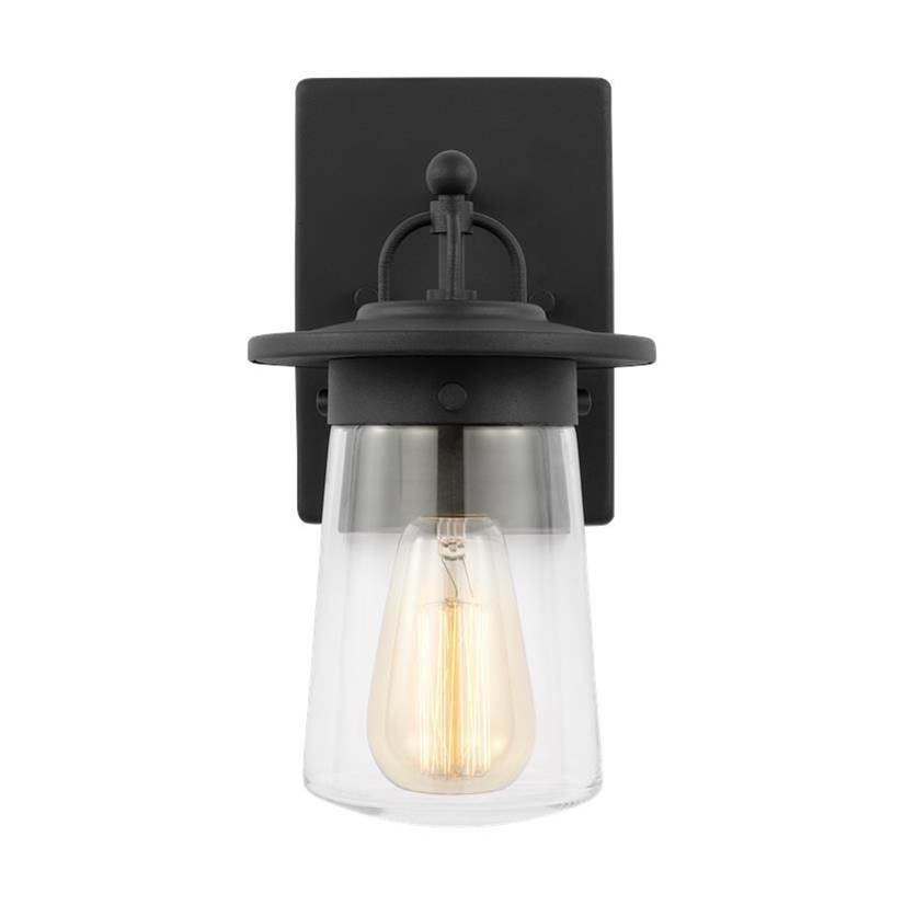 Generation Lighting Tybee Traditional 1-Light Outdoor Exterior Small Wall Lantern In Black Finish With Clear Glass Shade