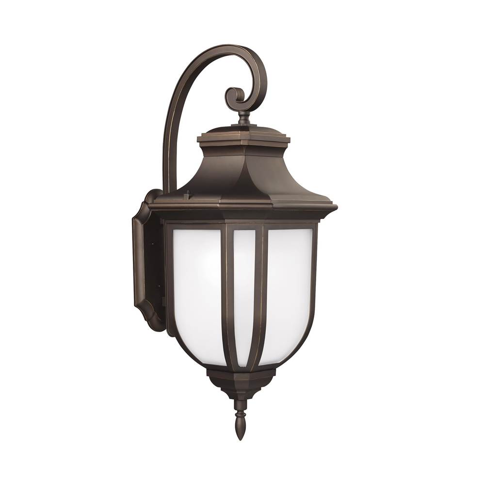 Generation Lighting Childress Traditional 1-Light Outdoor Exterior Medium Wall Lantern Sconce In Antique Bronze Finish With Satin Etched Glass Shade