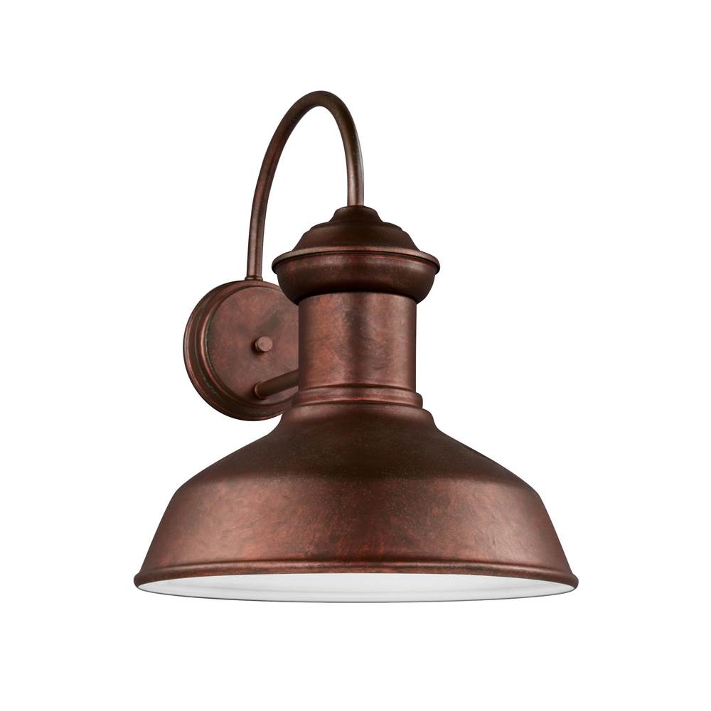 Generation Lighting Fredricksburg Traditional 1-Light Led Outdoor Exterior Dark Sky Compliant Large Wall Lantern Sconce In Weathered Copper Finish